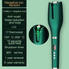 Multi-Automatic Hair Curler Hair Curling Iron LCD Ceramic Rotating Hair Waver Magic Curling Wand Irons Hair Styling Tools (Plug standard: US, Color: Green negative ion)