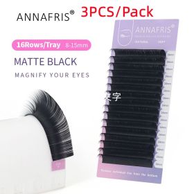 ANNAFRIS 3PCS/Pack 16 Rows Volume Classic Eyelash Extension C D Curl All Size Matte Black Individual False Eye Lashes Extension Salon Use Natural (Length: 10mm, Curl & Thickness: 0.07 D)